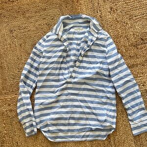J. Crew Light Blue and White Striped Top